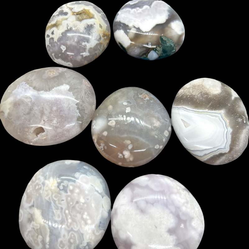 Flower Agate Palm Stones