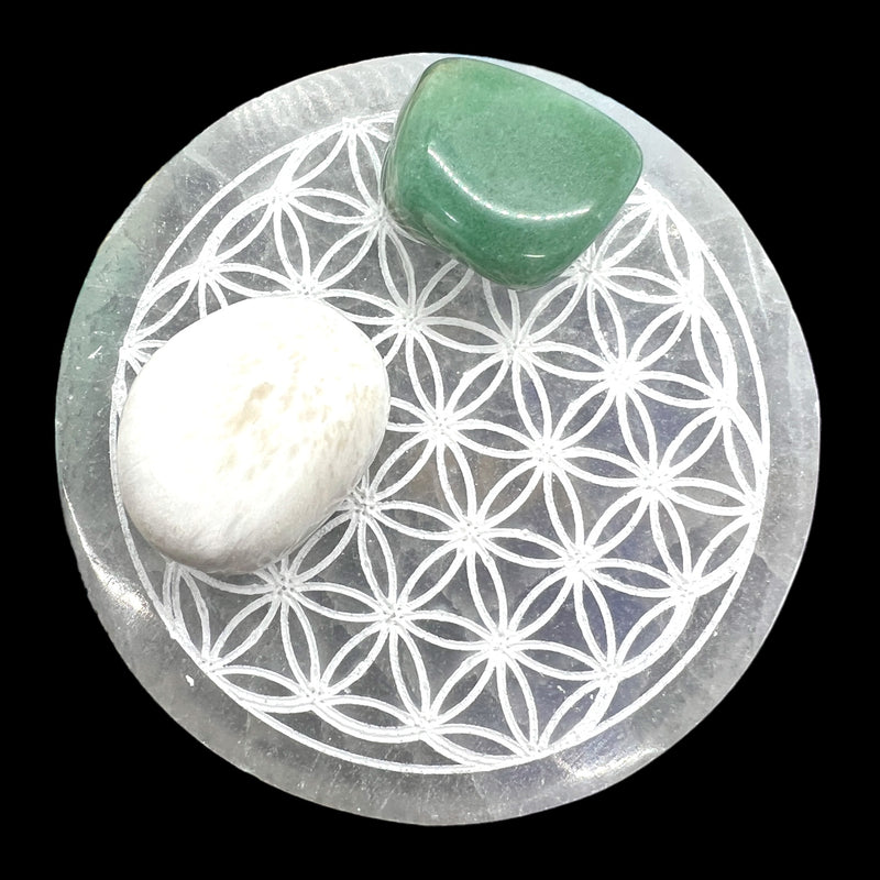 Selenite Flower of Life Charging Plate