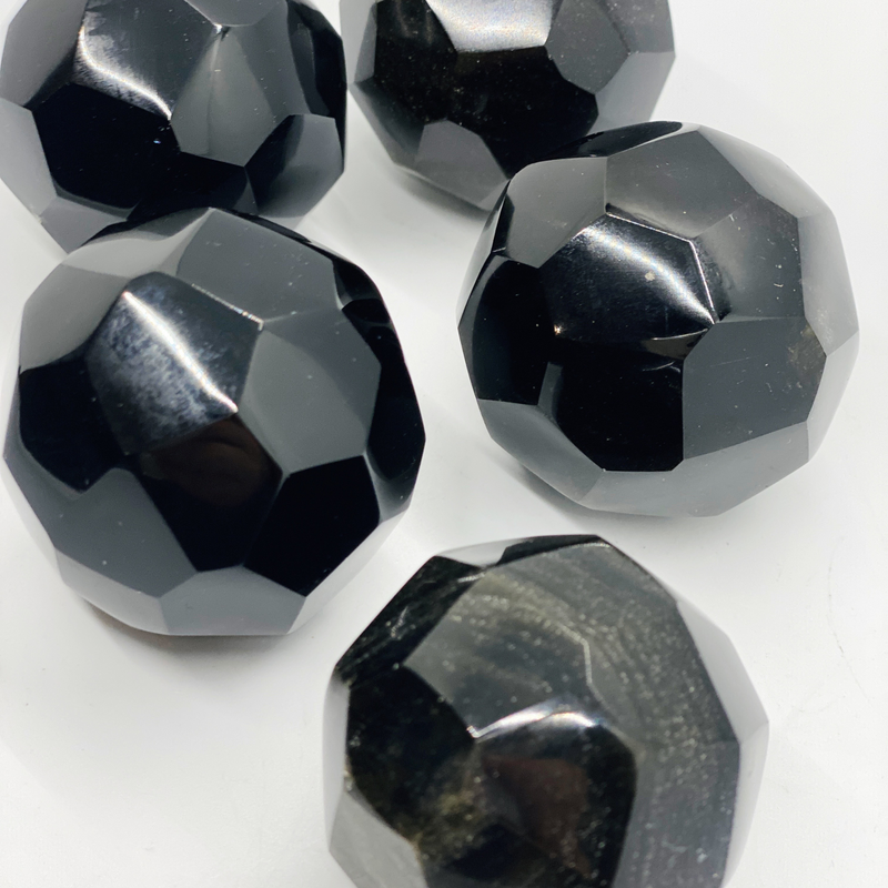 Sheen Obsidian Faceted Sphere