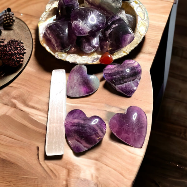 Purple Fluorite  Hearts